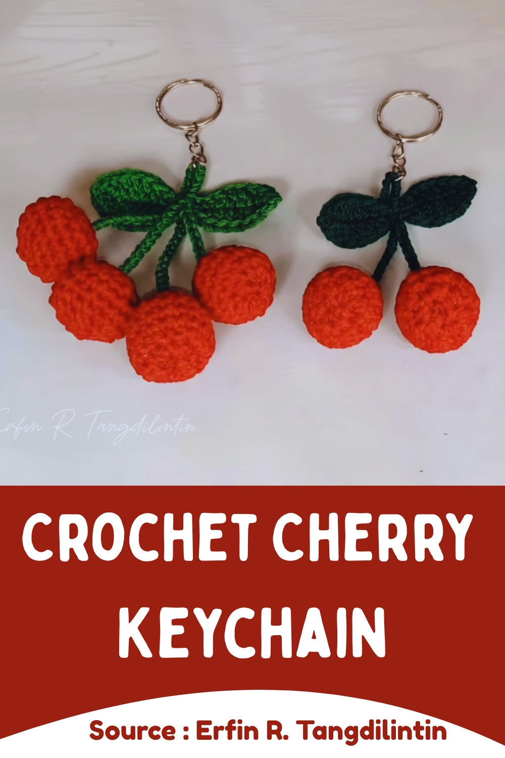 Crochet Cherry Keychain