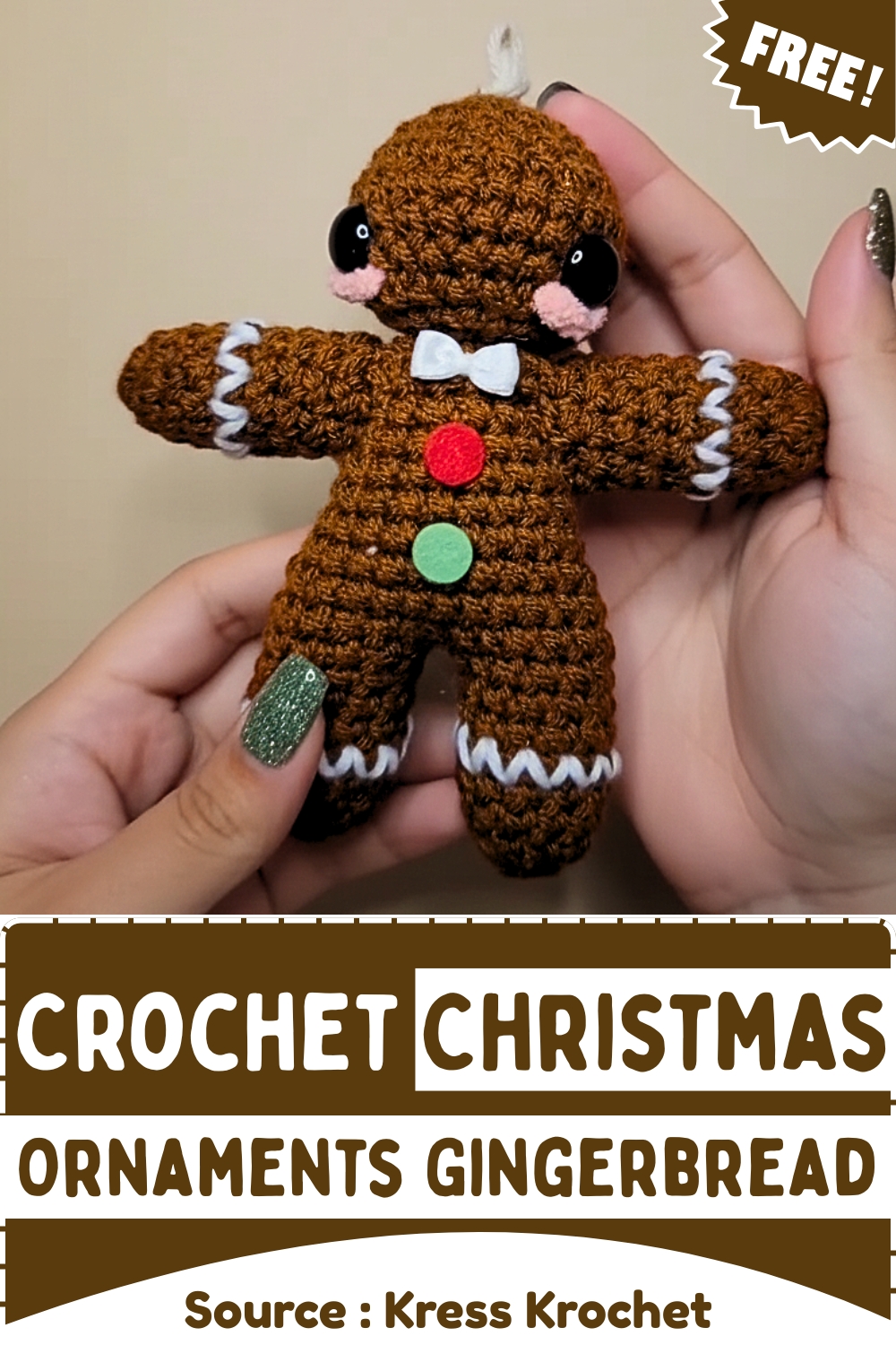 Crochet Christmas Ornaments Gingerbread.