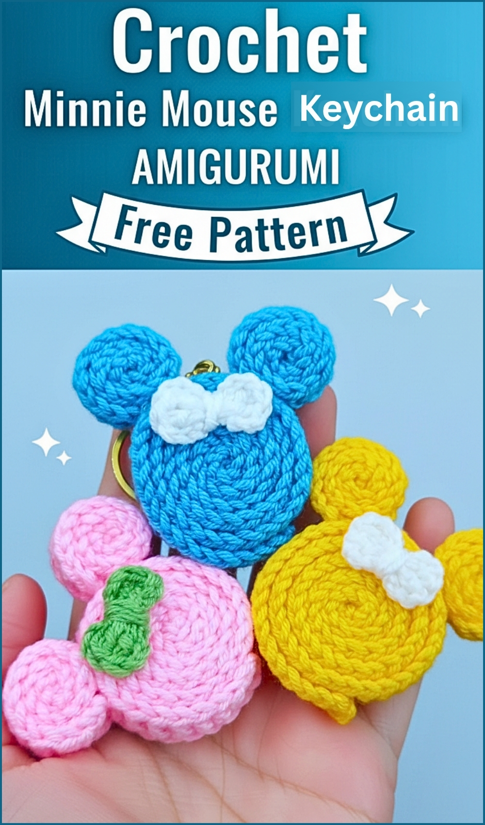 Crochet Minnie Mouse Keychain Pattern With Easy Steps