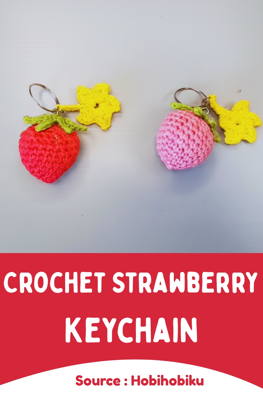 Crochet Strawberry Keychain