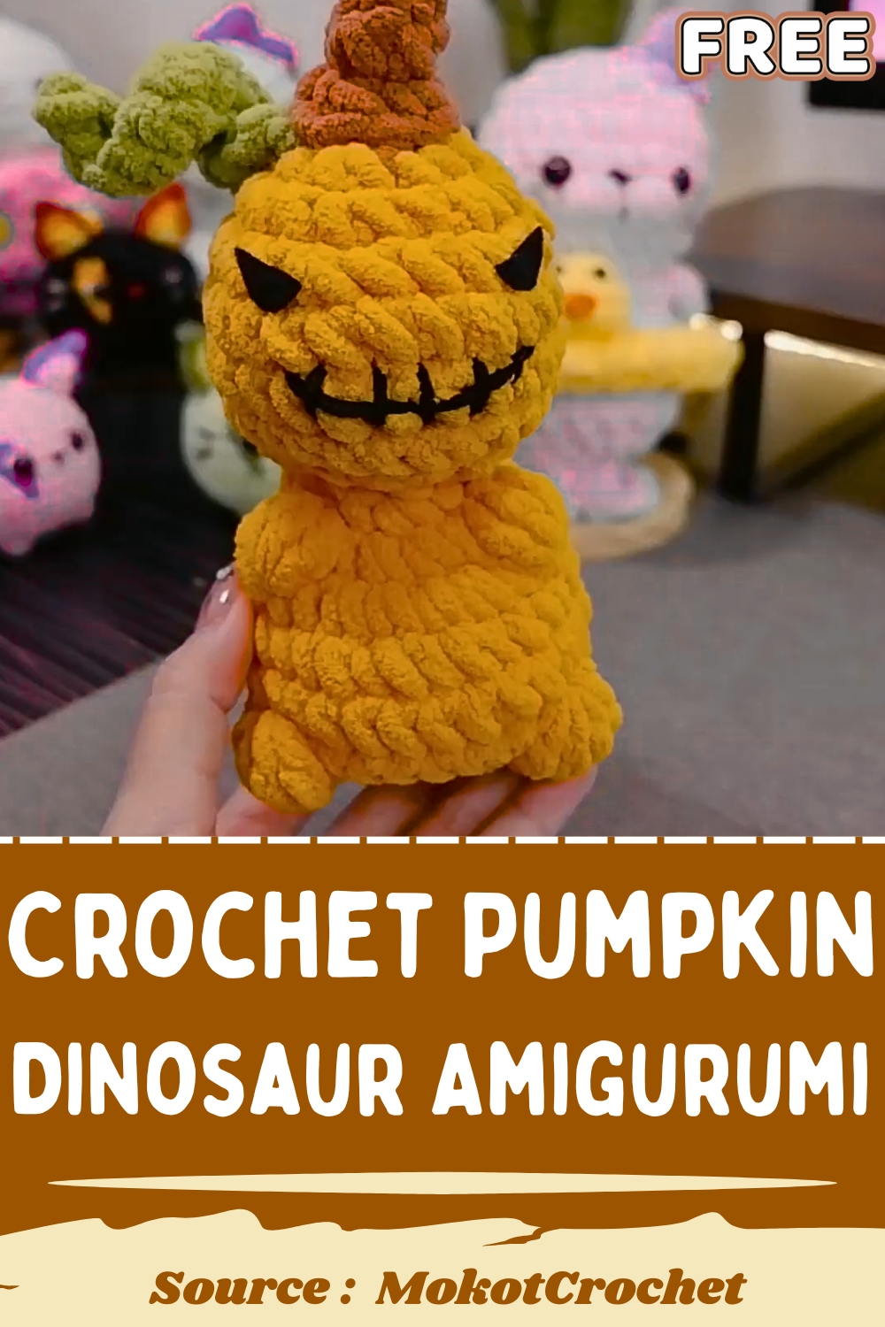 Easy Crochet Pumpkin Dinosaur Amigurumi (1)