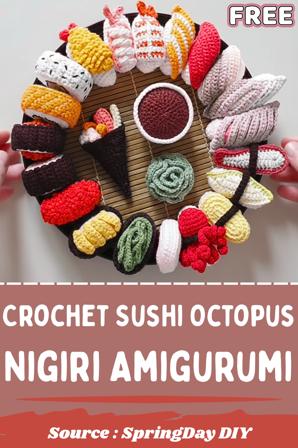 Easy Crochet Sushi Octopus Nigiri Amigurumi (1)