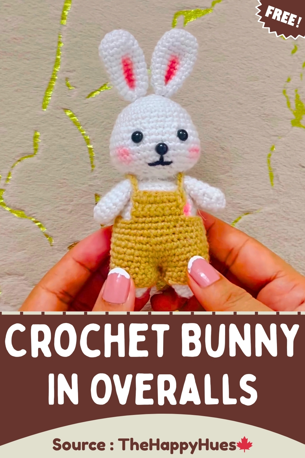 Unique Easy Crochet Bunny in overall (1)