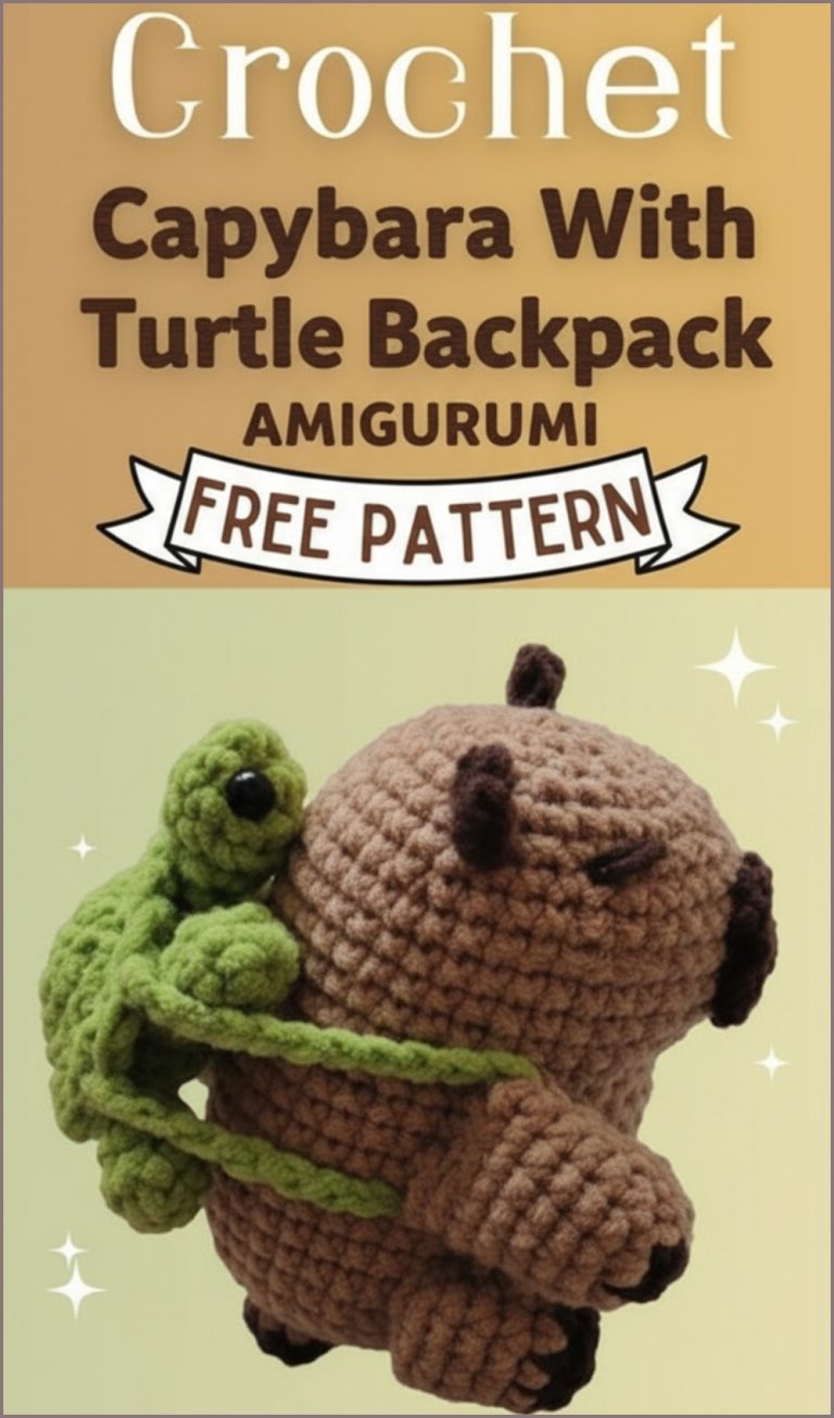 Capybara With Turtle Backpack Crochet Free Pattern - Amigurumiy