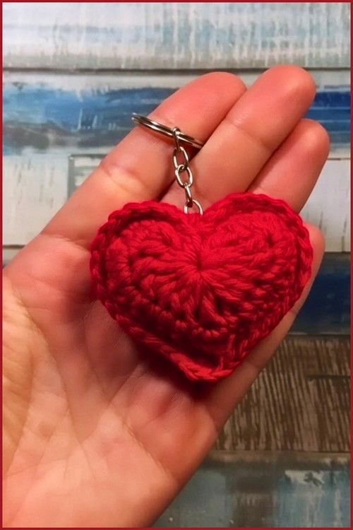 Crochet Heart Keychain 4