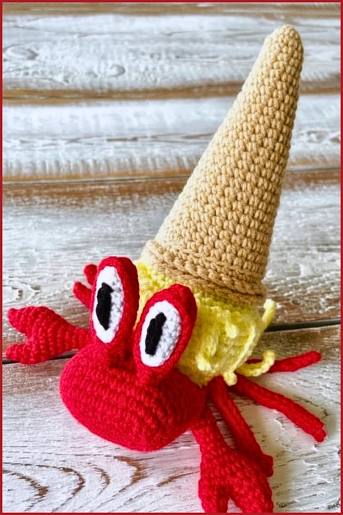 Crochet Ice Cream Crab Amigurumi 4