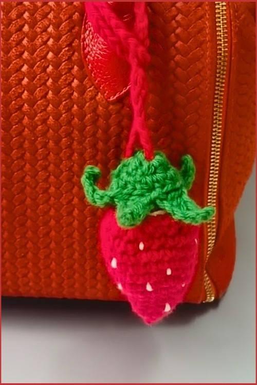 Crochet Strawberry Bag Charm 4