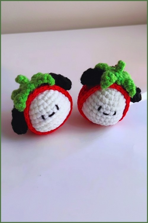 _Crochet Strawberry Puppy Keychain 4