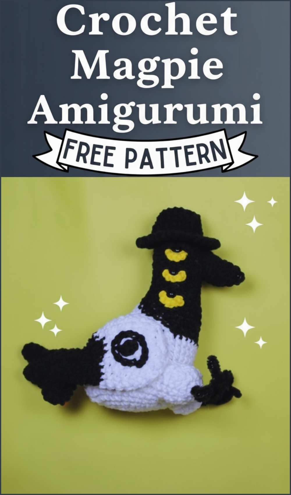 Cute Little Eurasian Magpie Amigurumi Crochet Free Pattern For Anime And K Pop Fans