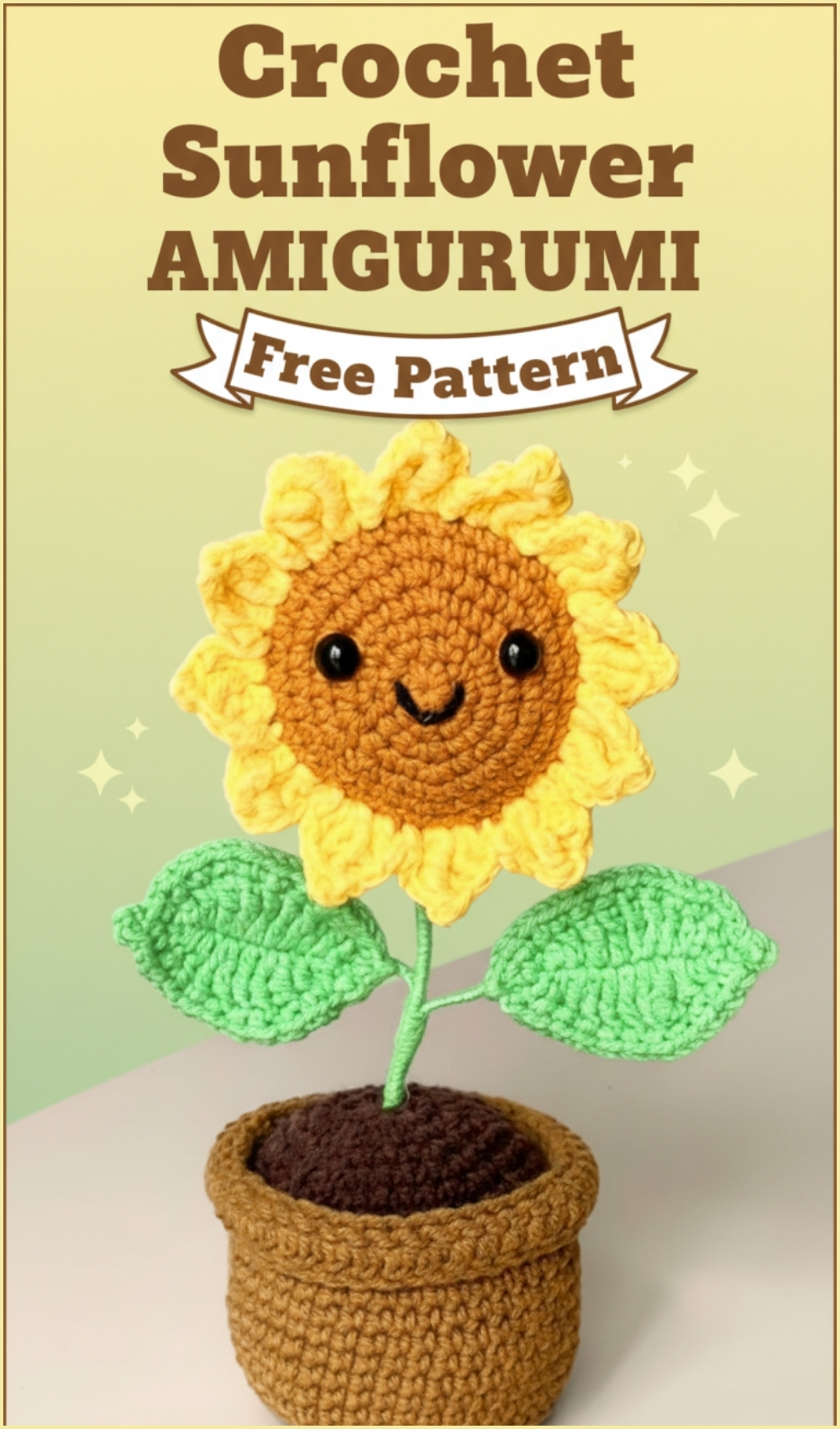 Smiling Sunflower Amigurumi With Pot Crochet Pattern Free For Beginners ...