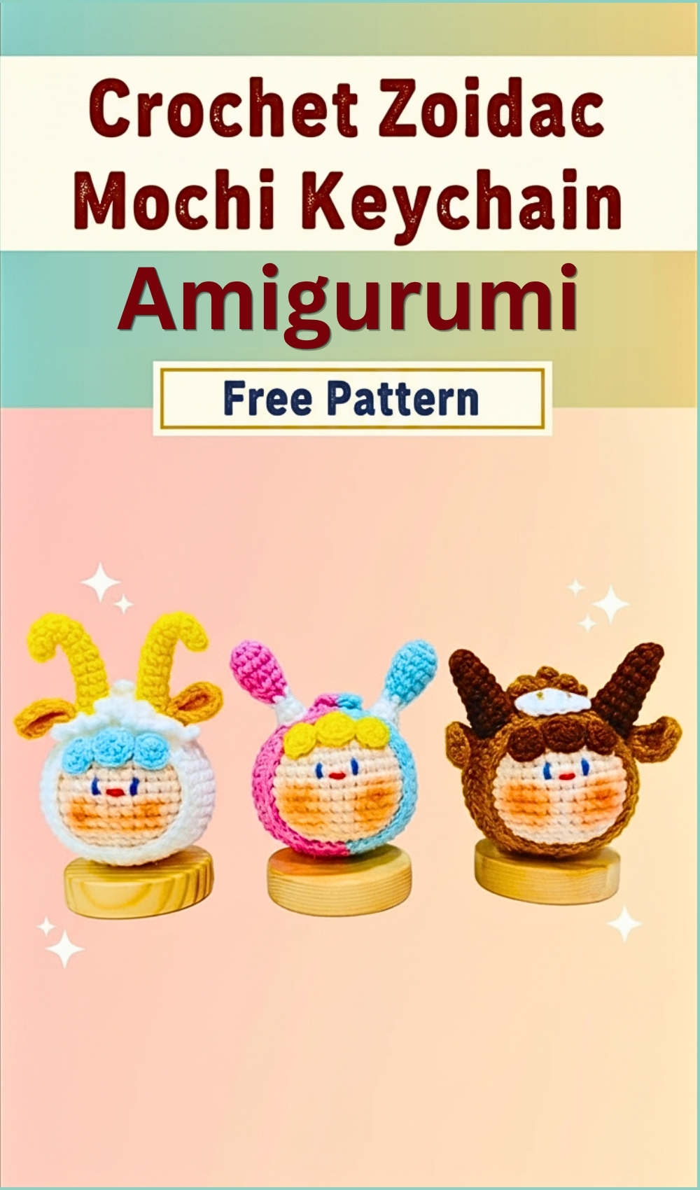 Whismsical Zodiac Mochi Keychain Crochet Free Pattern