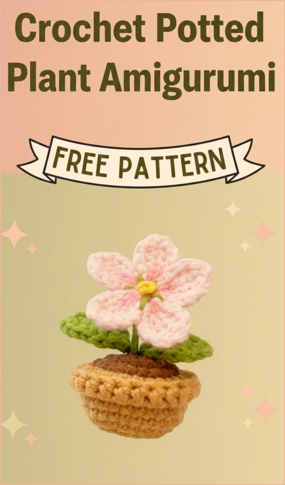 Crochet Potted Plant Free Pattern With Flowers And Leaves