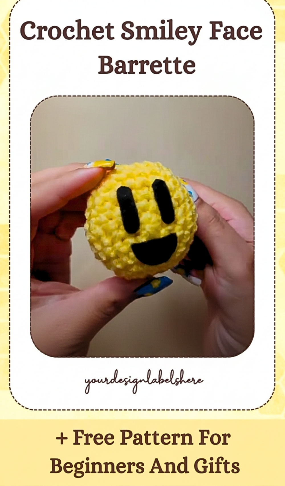 Crochet Smiley Face Barrette Free Pattern For Beginners And Gifts ...