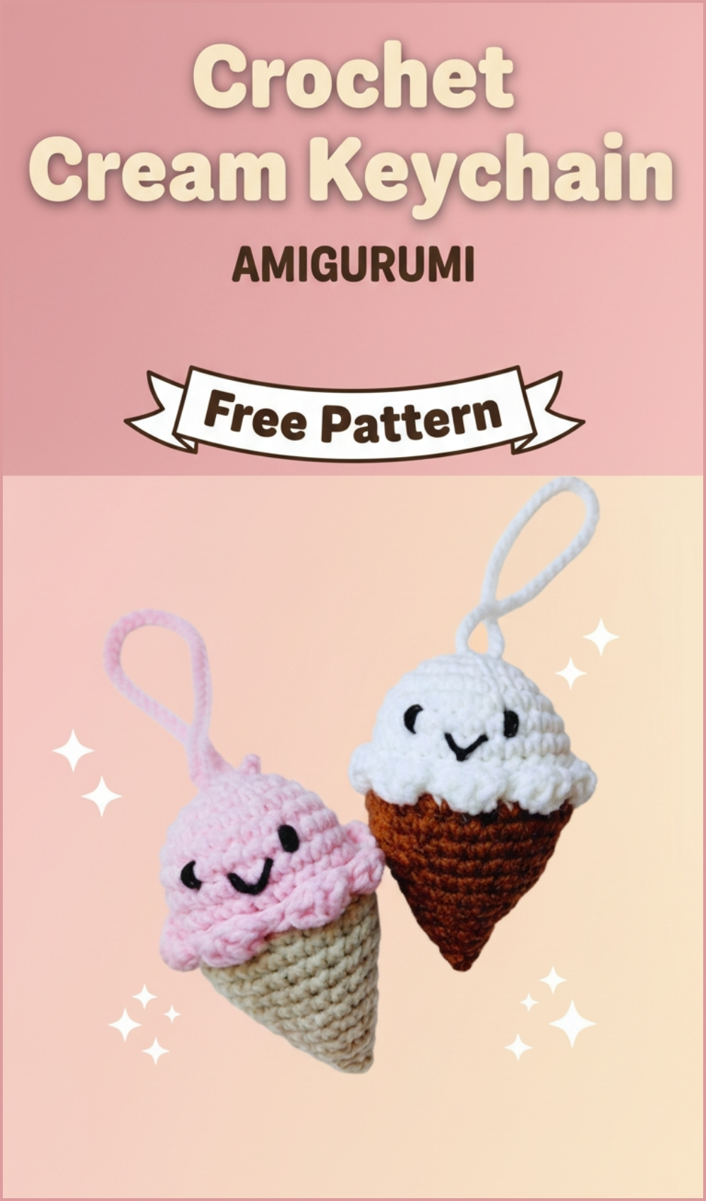 Cute Crochet Ice Cream Cone Keychain Pattern Free You’ll Love Making