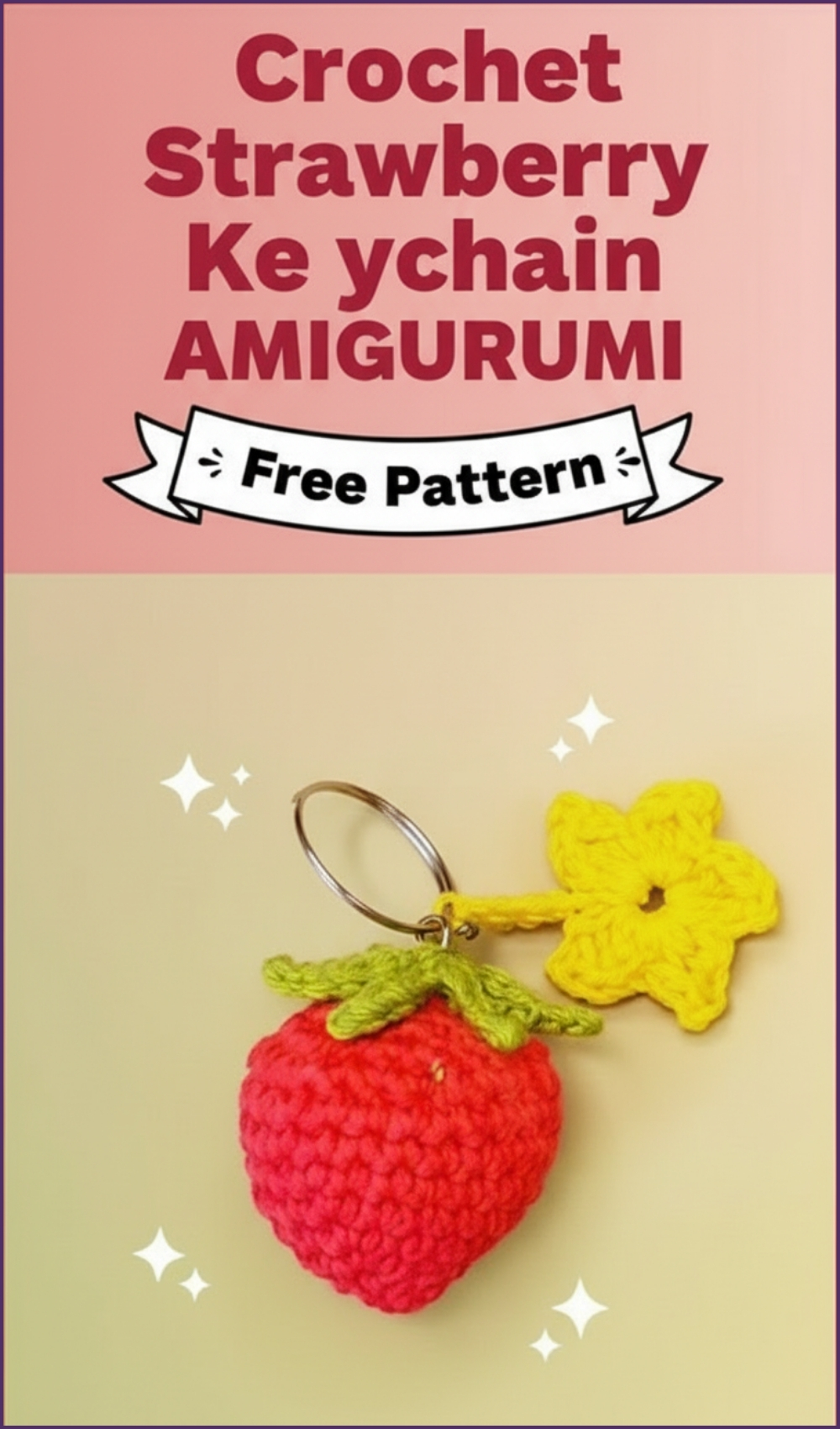 Cute Crochet Strawberry Keychain Pattern Free For Beginners