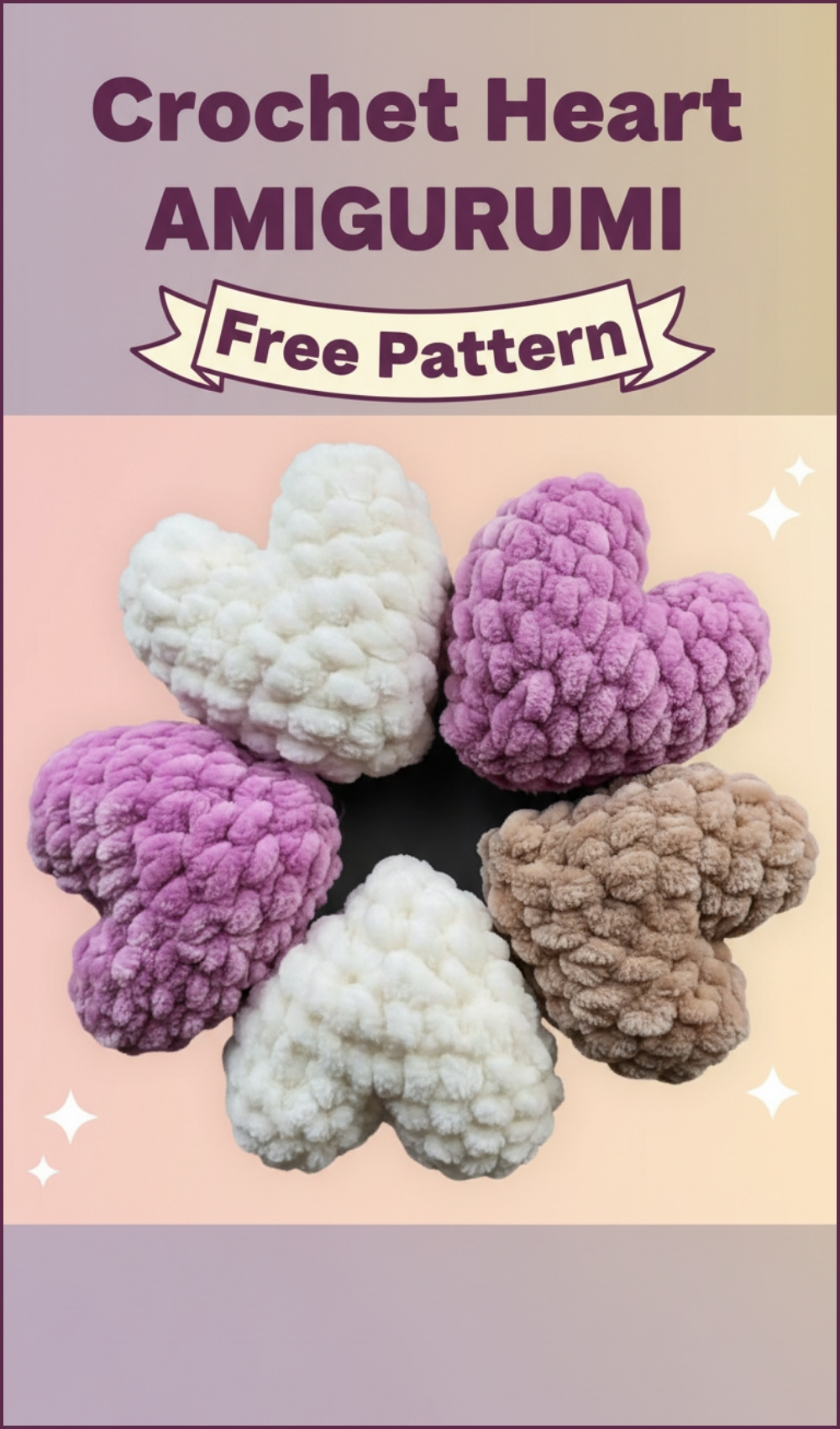 Easy Crochet Heart Amigurumi Free Pattern Made Using Plush Yarn