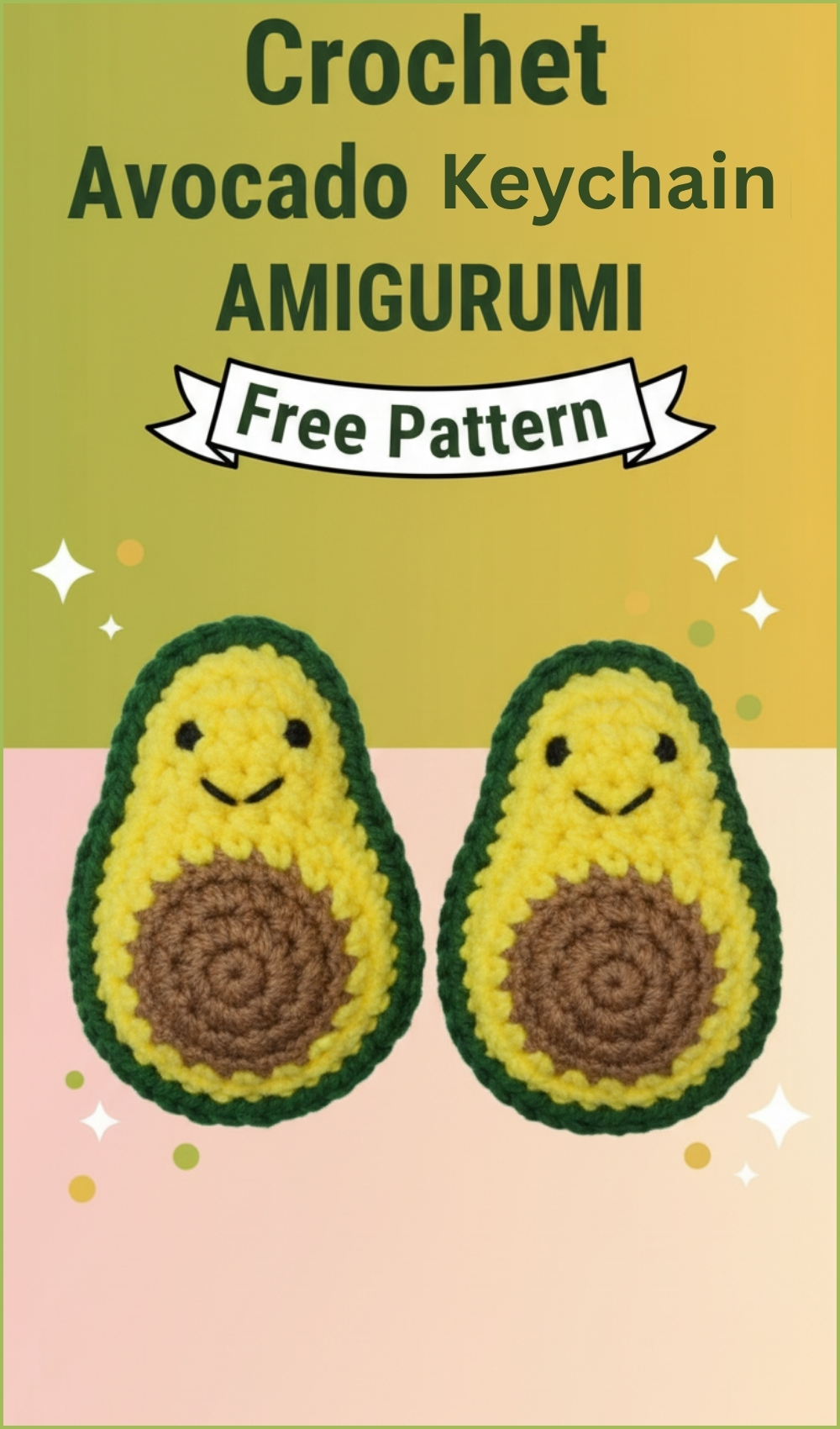 Free Avocado Amigurumi Keychain Crochet Pattern For Beginners