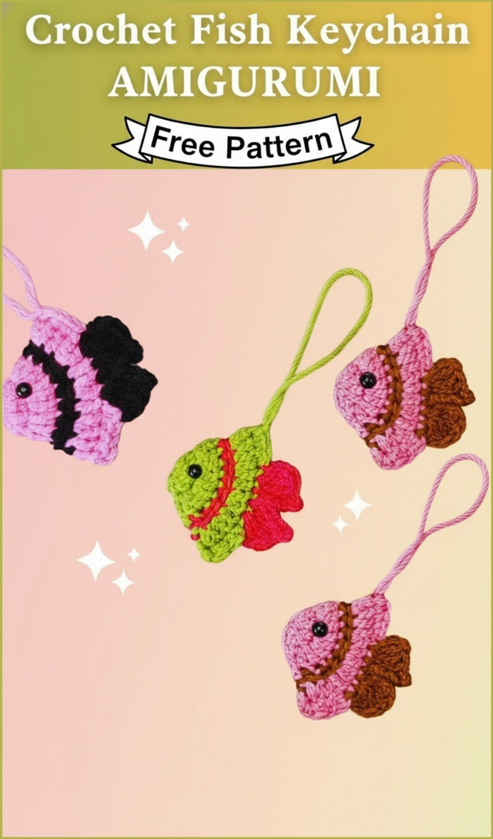 Mini Crochet Amigurumi Fish Keychain Tutorial In Cheerful Colors (1)