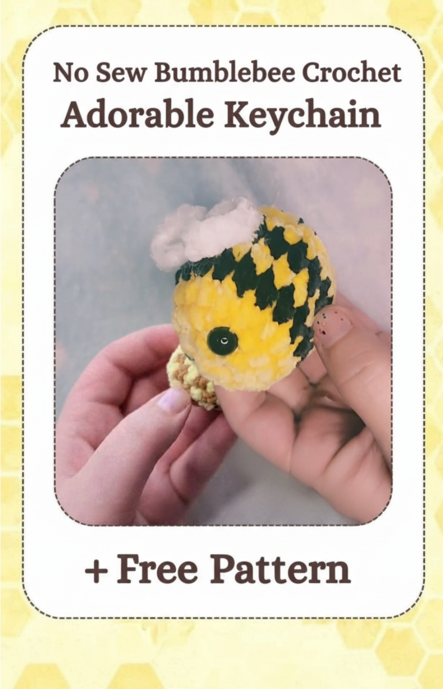 No Sew Bumblebee Crochet Adorable Keychain Free Pattern - Amigurumiy