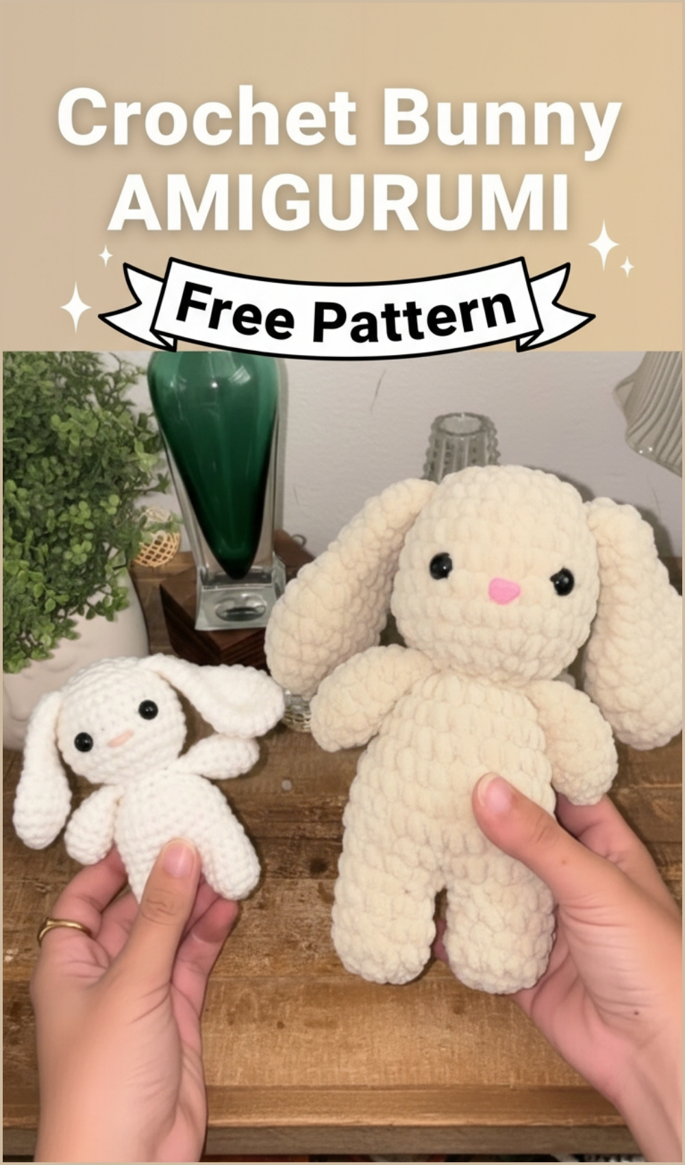 Mini Crochet Bunny No Sew Free Pattern For Beginners (1)