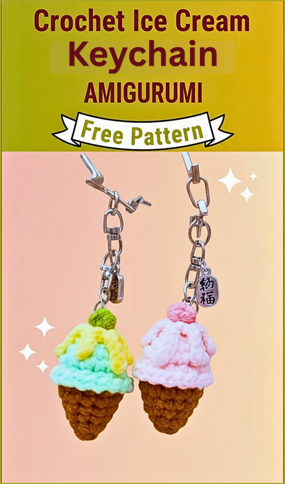 Mini Crochet Ice Cream Cone Keychain Pattern Everyone Loves