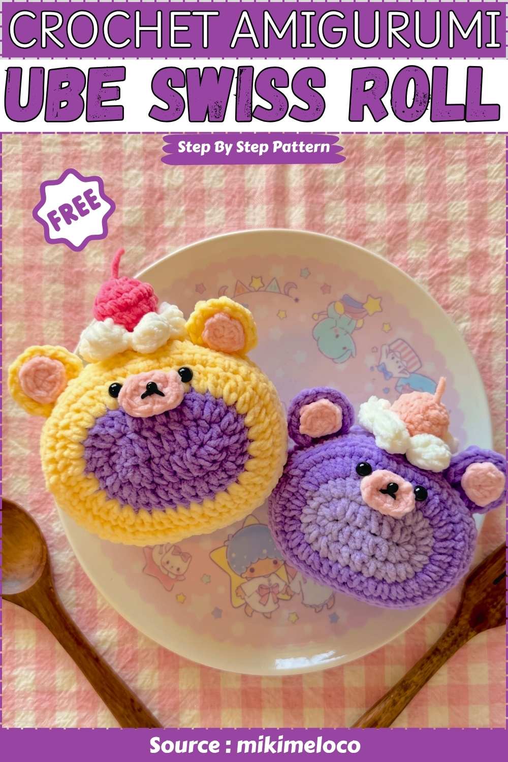 CROCHET AMIGURUMI Ube Swiss Roll Step By Step Pattern